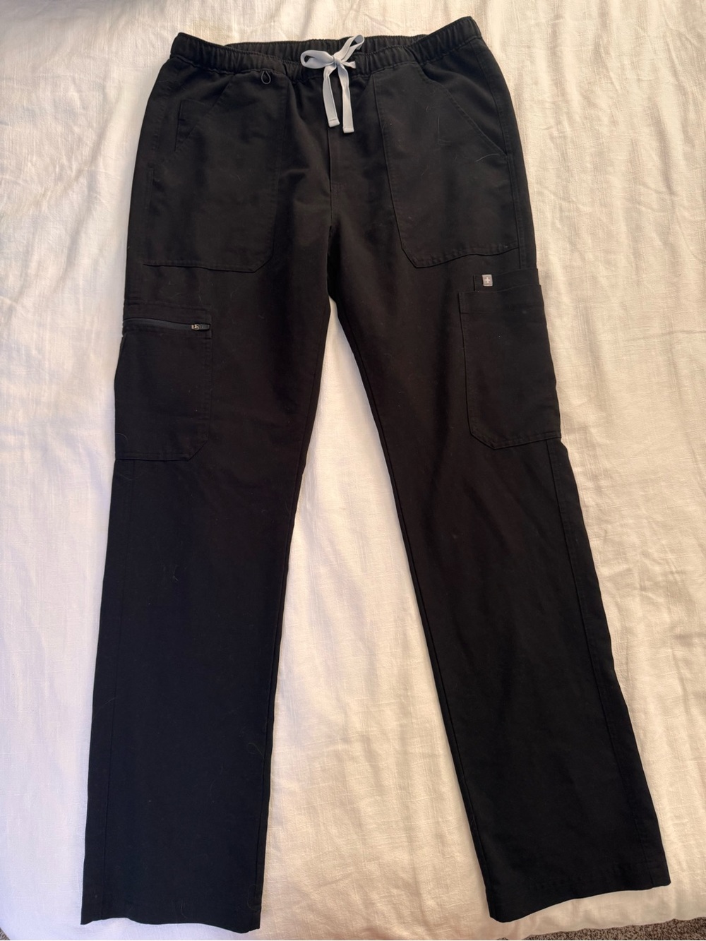 Men's Figs Black Cargo Pant Scrubs with Drawstring Waist